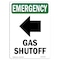 Signmission Safety Sign, OSHA EMERGENCY, 24" Height, Rigid Plastic, Gas Shutoff (Left Arrow), Portrait OS-EM-P-1824-V-10504 - alternate 1